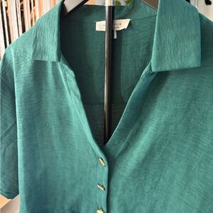 Luxurious Teal Button Down Shirt for Women